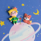 10Pcs Little Prince Fox Resin Charms Pendants for Jewelry Making