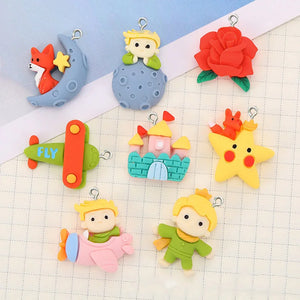 10Pcs Little Prince Fox Resin Charms Pendants for Jewelry Making