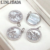 10Pcs Clear CZ Micro Pave Mother-of-shell Pendant Charm