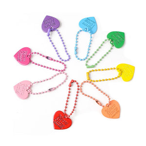 10Pcs Love Heart Sweet Letter Keychain Ball Chains Double Sided Pendant