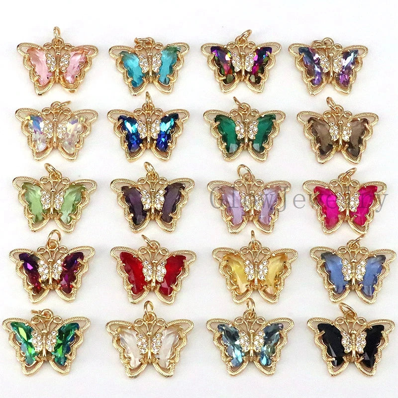 10Pcs Colorful Butterfly DIY Charms for Jewelry Making