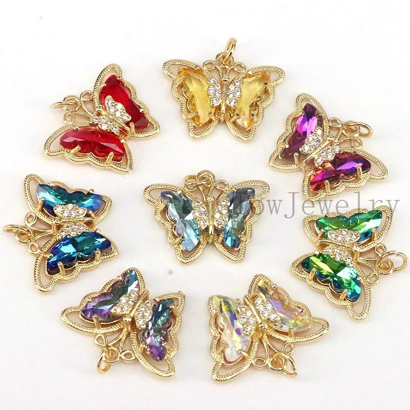 10Pcs Colorful Butterfly DIY Charms for Jewelry Making