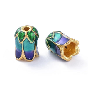 10Pcs Colorful Chinese Cabbage Beads Alloy Enamel Bracelet Necklace Spacers