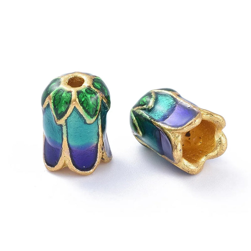 10Pcs Colorful Chinese Cabbage Beads Alloy Enamel Bracelet Necklace Spacers