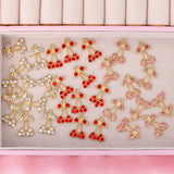 10Pcs Colorful Crystal Cherry Charms Golden Alloy Fruit DIY Earr