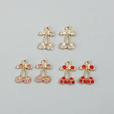 10Pcs Colorful Crystal Cherry Charms Golden Alloy Fruit DIY Earr