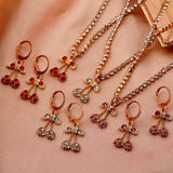 10Pcs Colorful Crystal Cherry Charms Golden Alloy Fruit DIY Earr