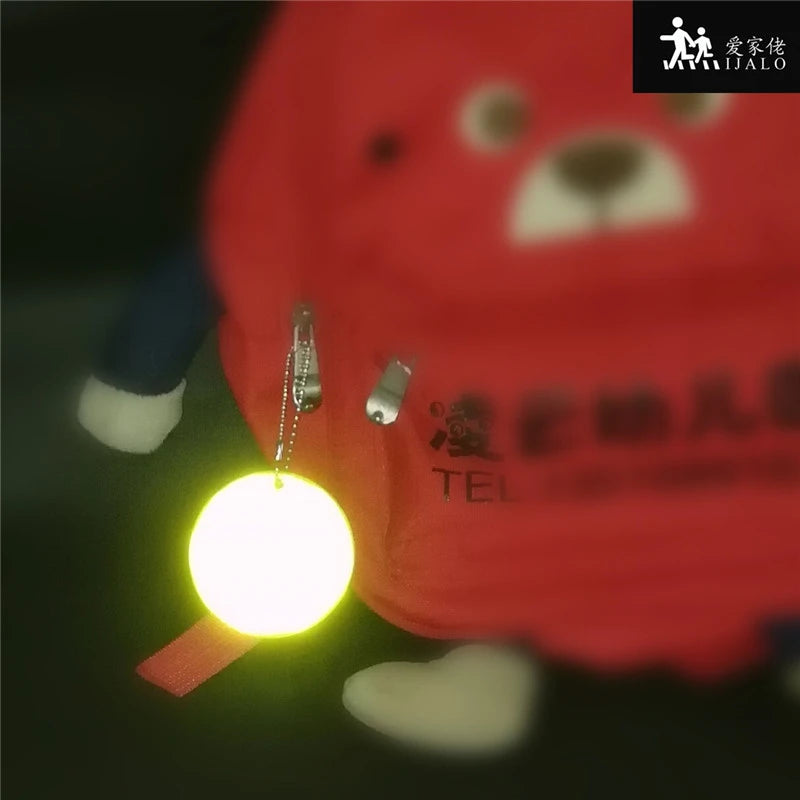 10Pcs Colorful 6.5CM Round Reflective Keychains for Kids