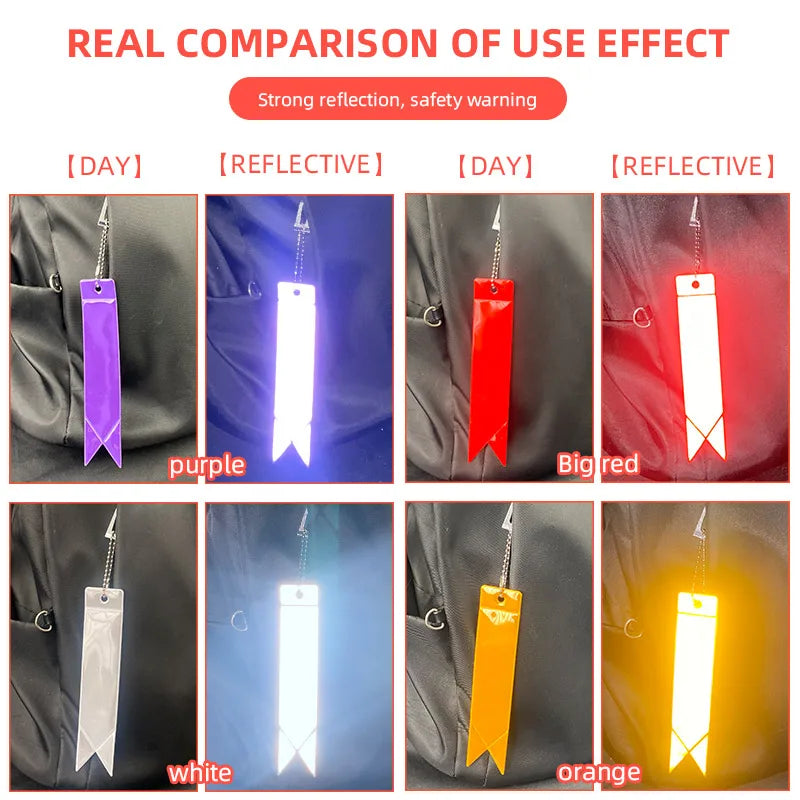 10Pcs Colorful Streamer Reflective Safety Keychain Jewelry Bag Pendant