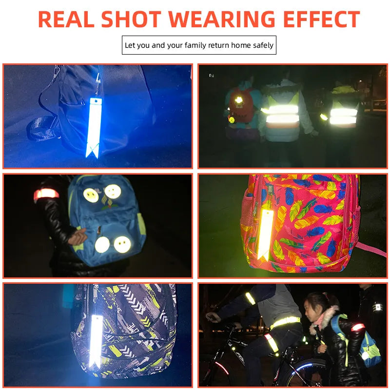 10Pcs Colorful Streamer Reflective Safety Keychain Jewelry Bag Pendant