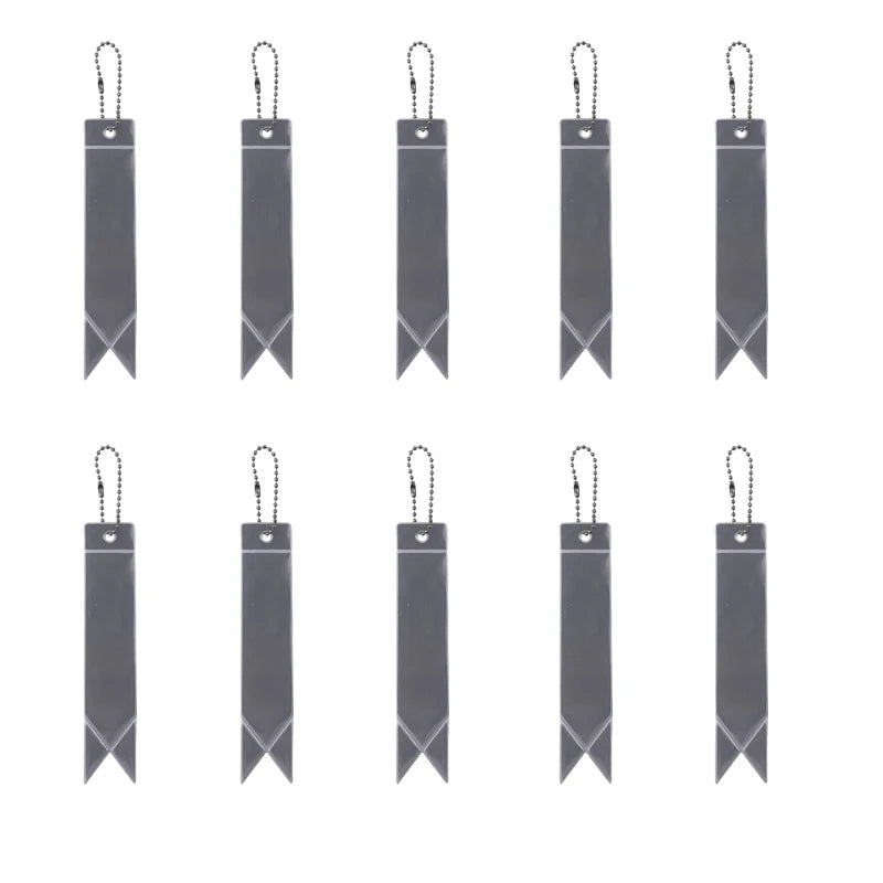 10Pcs Colorful Streamer Reflective Safety Keychain Jewelry Bag Pendant