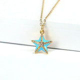 10Pcs Colorful Enamel Star Necklaces Crystal Zircon Chain Girl Jewelry