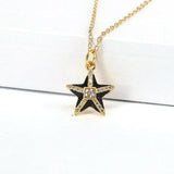 10Pcs Colorful Enamel Star Necklaces Crystal Zircon Chain Girl Jewelry