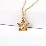 10Pcs Colorful Enamel Star Necklaces Crystal Zircon Chain Girl Jewelry