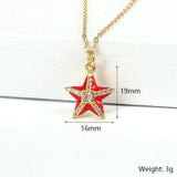 10Pcs Colorful Enamel Star Necklaces Crystal Zircon Chain Girl Jewelry