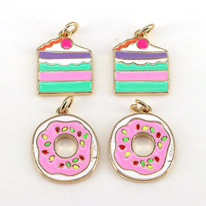 10Pcs Enamel Donut Shape Pendant, Gold Filled DIY Charm