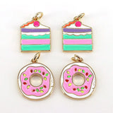 10Pcs Enamel Donut Shape Pendant, Gold Filled DIY Charm