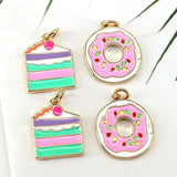 10Pcs Enamel Donut Shape Pendant, Gold Filled DIY Charm