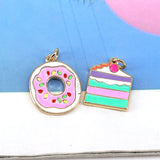 10Pcs Enamel Donut Shape Pendant, Gold Filled DIY Charm