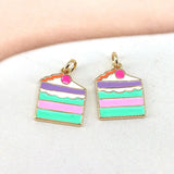 10Pcs Enamel Donut Shape Pendant, Gold Filled DIY Charm