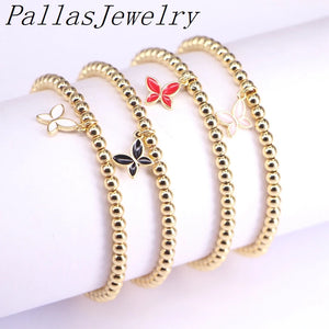 10Pcs Colorful Enamel Heart Charm Bracelet Copper Bead Jewelry