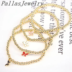 10Pcs Colorful Enamel Heart Charm Bracelet Copper Bead Jewelry