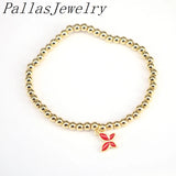 10Pcs Colorful Enamel Heart Charm Bracelet Copper Bead Jewelry