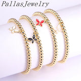 10Pcs Colorful Enamel Heart Charm Bracelet Copper Bead Jewelry