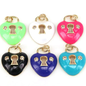 10Pcs Enamel Heart Charms for Jewelry Making Copper Accessories