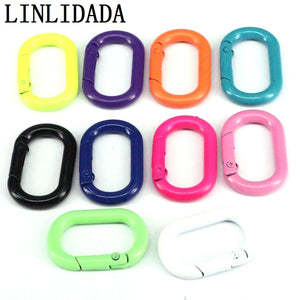 10Pcs Colorful Enamel Oval Spring Clasp 21x31MM