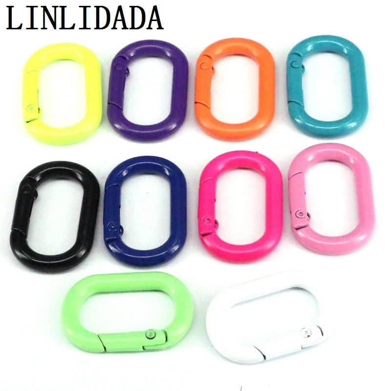 10Pcs Colorful Enamel Oval Spring Clasp 21x31MM