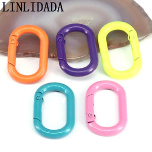 10Pcs Colorful Enamel Oval Spring Clasp 21x31MM