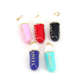 10Pcs Enamel Pill Shape Pendant Charm, Chill Word Red Enamel Jewelry