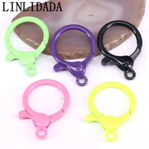 10Pcs Colorful Enamel Round Lobster Claw Spring Clasp 28x40mm