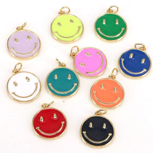 10Pcs Colorful Smiley Face Necklace Pendant Earring Charm for Jewelry Making