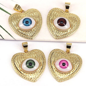 10Pcs Eye Heart Charms Plated Pendant Necklace Jewelry Making Supplies