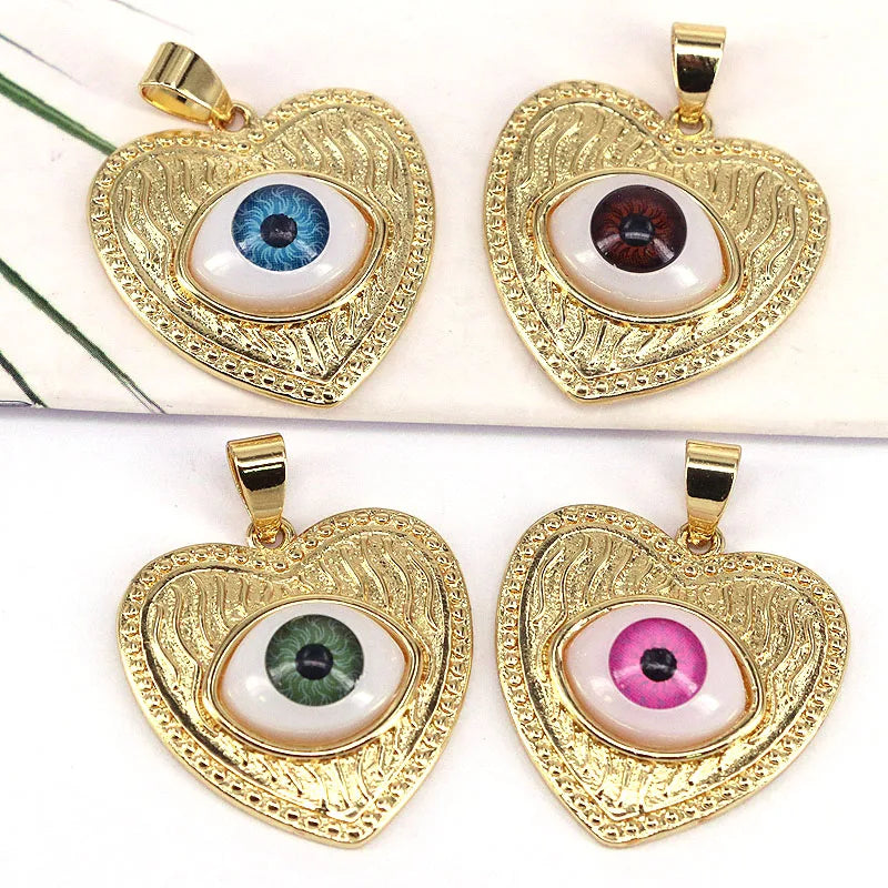 10Pcs Eye Heart Charms Plated Pendant Necklace Jewelry Making Supplies