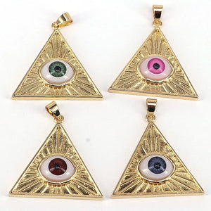 10Pcs Colorful Eye Jewelry Triangle Pendants for Necklace Making