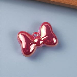 10Pcs Glitter Bowknot Acrylic Charms DIY Jewelry Make Hanging Accessory