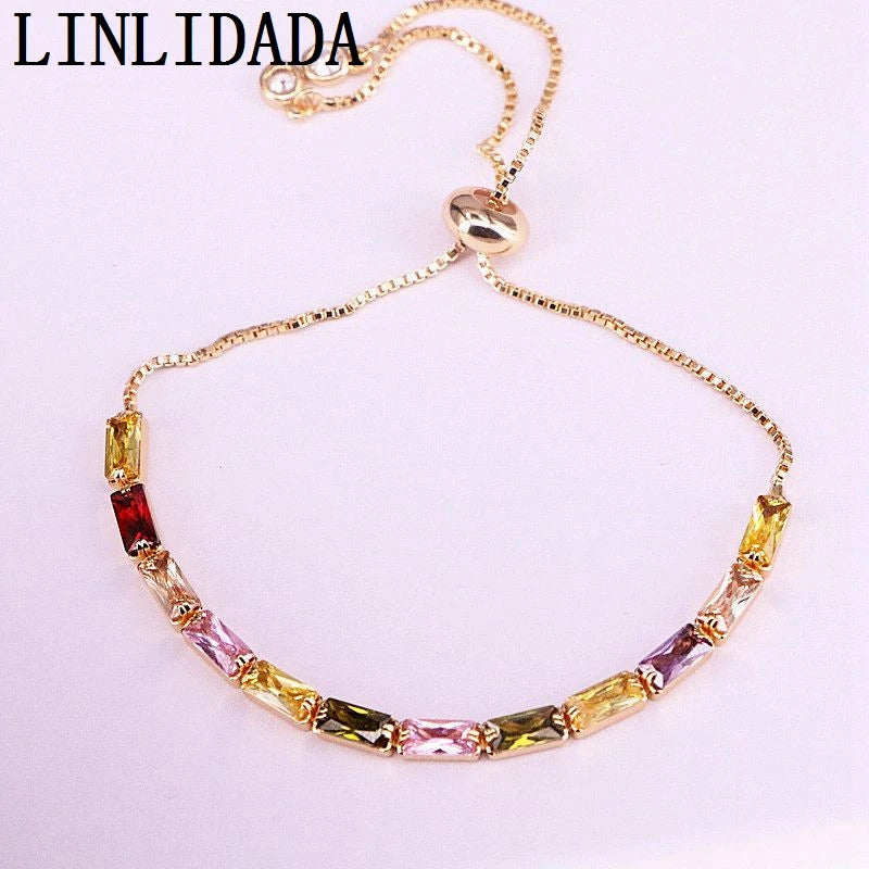10Pcs Colorful Zirconia Bracelet Bangle for Women CZ Gold/Silver Jewelry