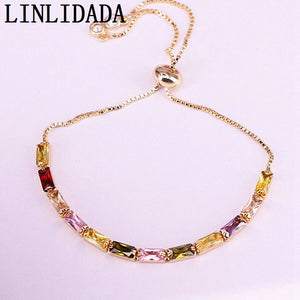 10Pcs Colorful Zirconia Bracelet Bangle for Women CZ Gold/Silver Jewelry