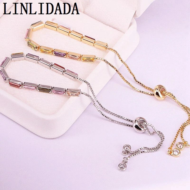 10Pcs Colorful Zirconia Bracelet Bangle for Women CZ Gold/Silver Jewelry