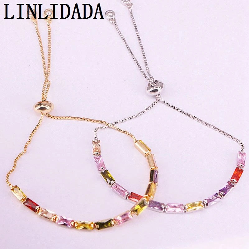 10Pcs Colorful Zirconia Bracelet Bangle for Women CZ Gold/Silver Jewelry
