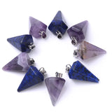 10Pcs Amethyst Conical Pendant Necklaces for Women