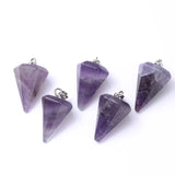 10Pcs Amethyst Conical Pendant Necklaces for Women