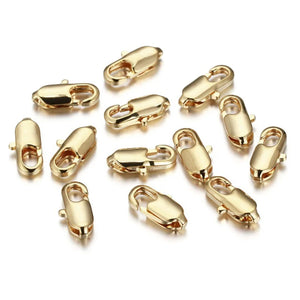 10Pcs Copper 18K Flat Lobster Clasps for DIY Jewelry Making