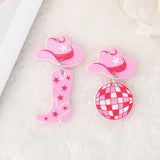 10Pcs Pink Acrylic Cowboy Charms Boots Pendant Necklace DIY Making