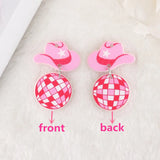 10Pcs Pink Acrylic Cowboy Charms Boots Pendant Necklace DIY Making
