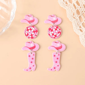 10Pcs Pink Acrylic Cowboy Charms Boots Pendant Necklace DIY Making