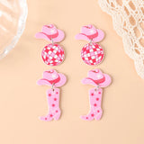 10Pcs Pink Acrylic Cowboy Charms Boots Pendant Necklace DIY Making